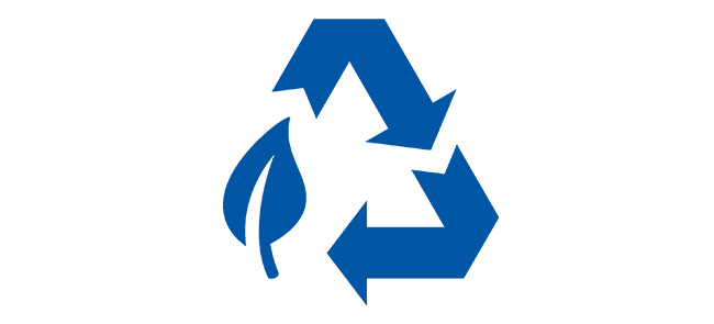Modré recyklační logo
