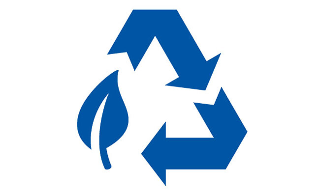 Modré recyklační logo