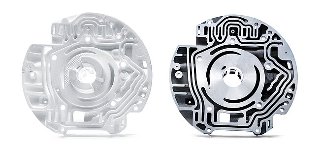 
			Bílý technický tvarovaný díl jako klastr pro procesy spalitelných odlitků Lost Foam a odlitek z kovu